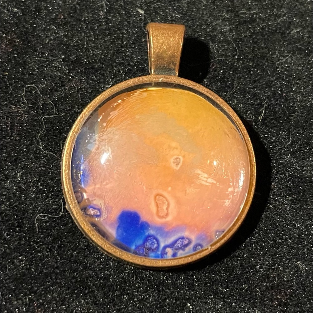 2/35 or $25 Handmade Peach & Blue Salted Alcohol Ink Art Under Glass